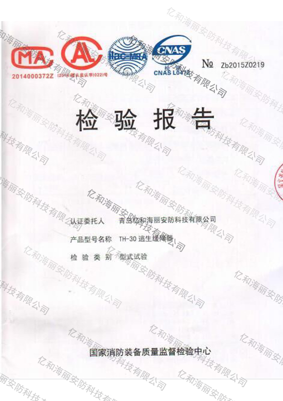 安心品牌緩降器的檢測報告